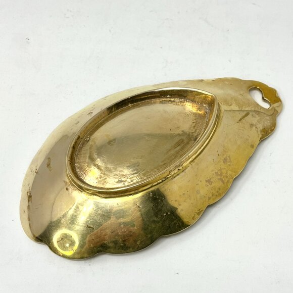 Brass Floral Repoussé Trinket Dish Candy Catch-All - Picture 3 of 7